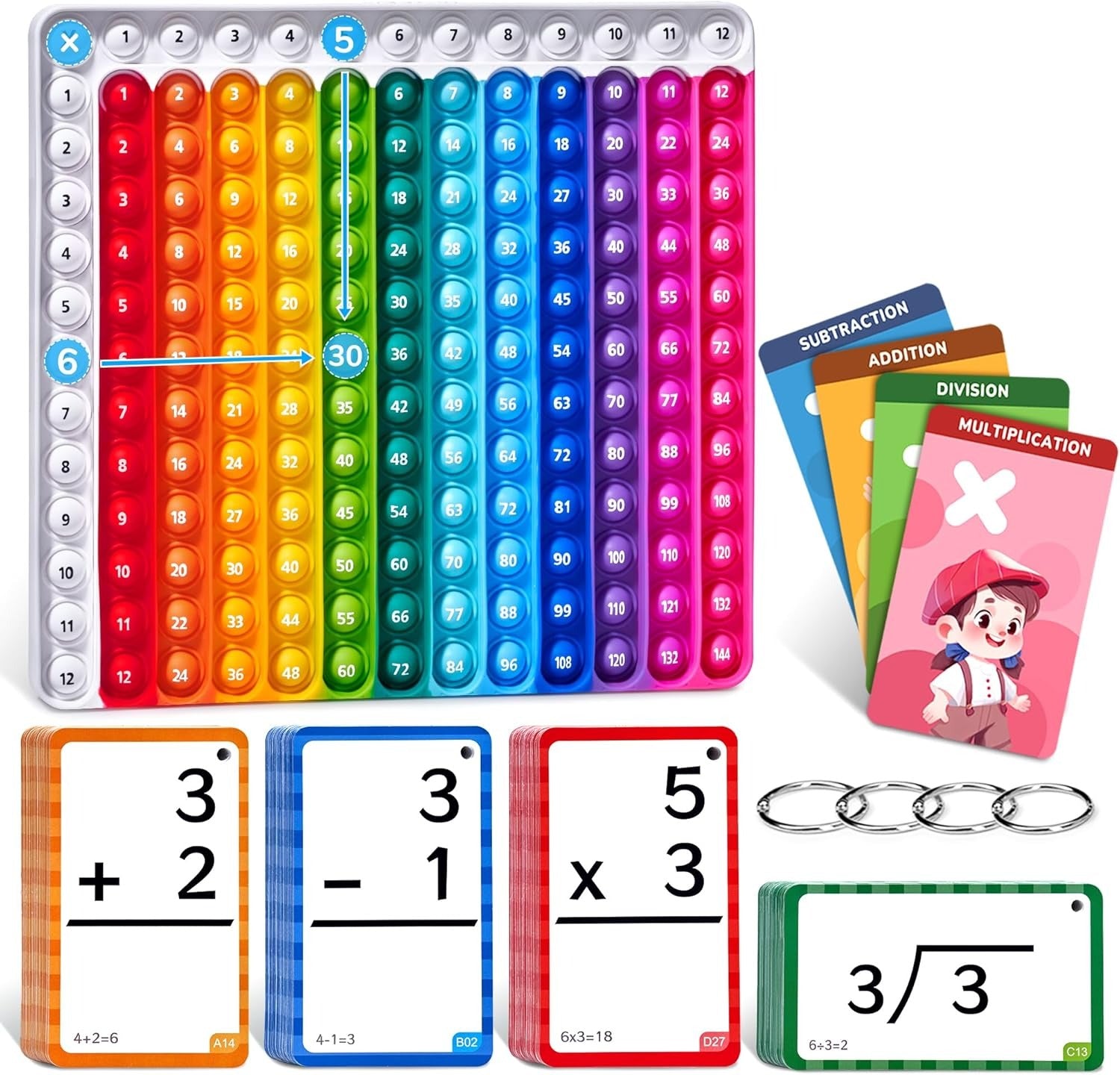 Educational math product with number blocks and flashcards